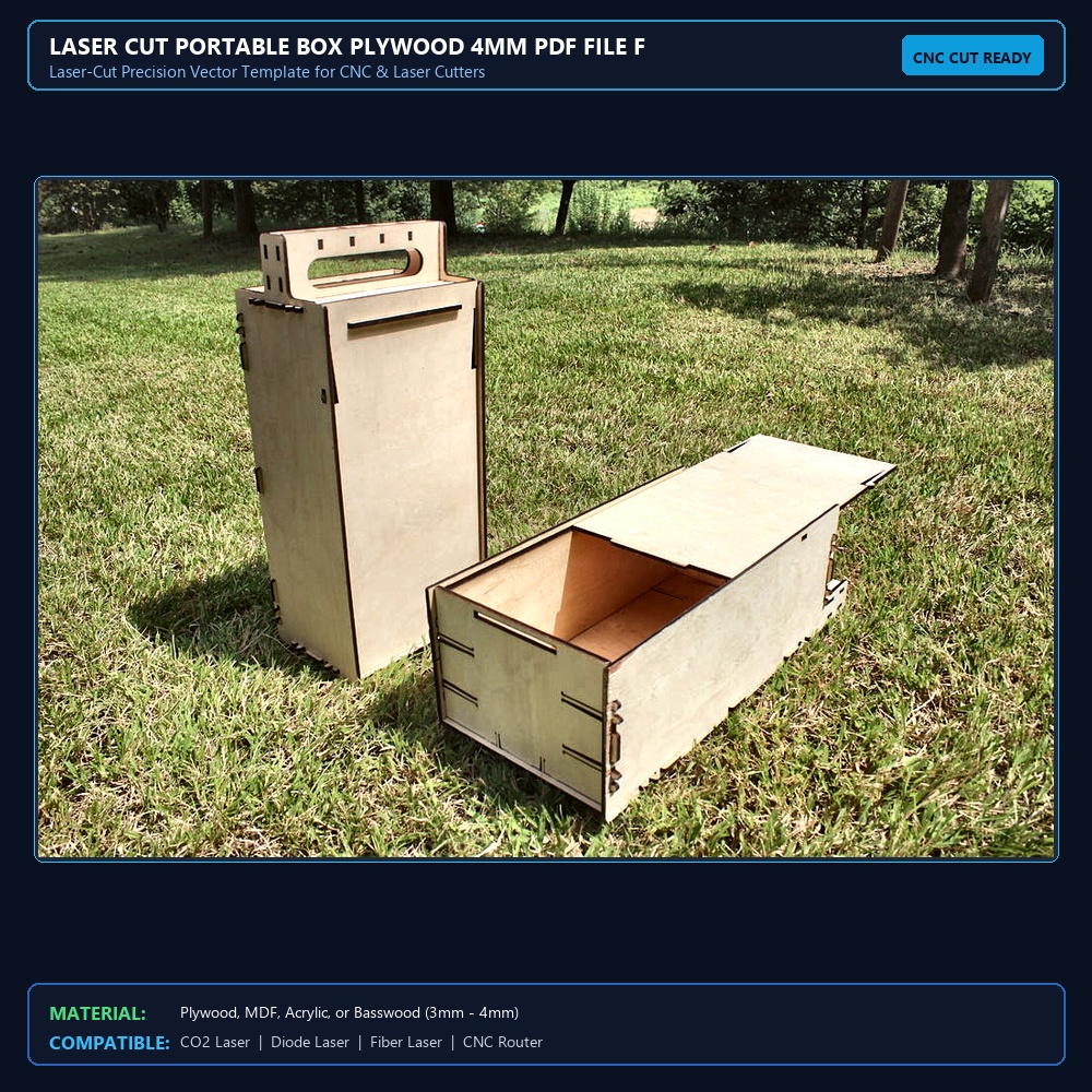 Laser Cut Portable Box Plywood 4mm PDF File Free Download - 3axis.co View 2