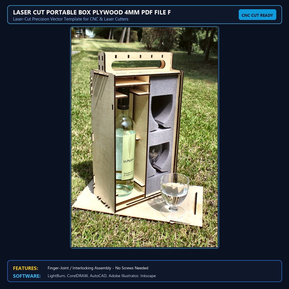 Laser Cut Portable Box Plywood 4mm PDF File Free Download - 3axis.co View 3