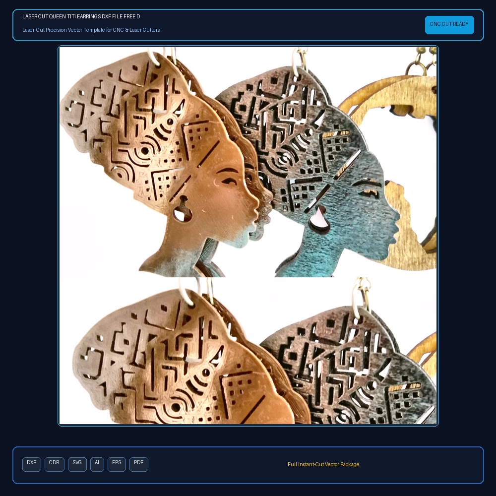Laser Cut Queen Titi Earrings DXF File Free Download - 3axis.co