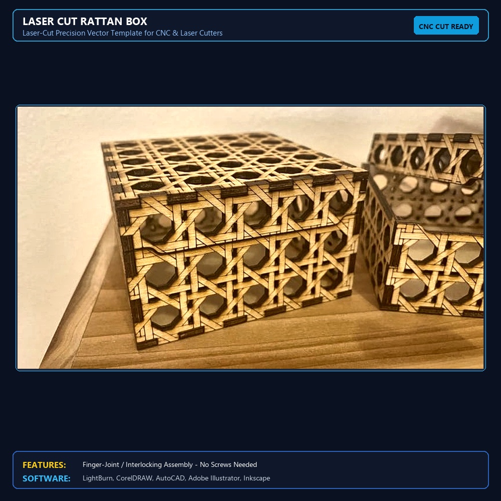 Laser Cut Rattan Box View 3