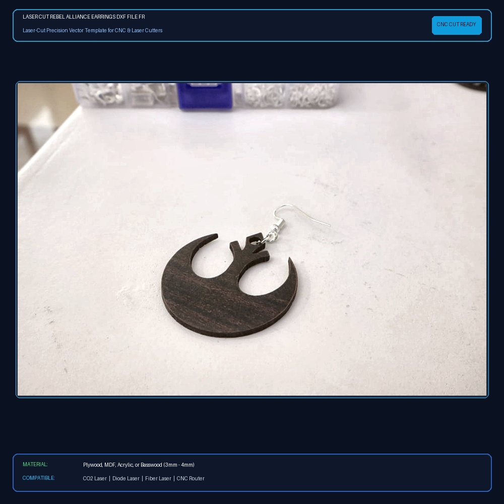 Laser Cut Rebel Alliance Earrings DXF File Free Download - 3axis.co View 2