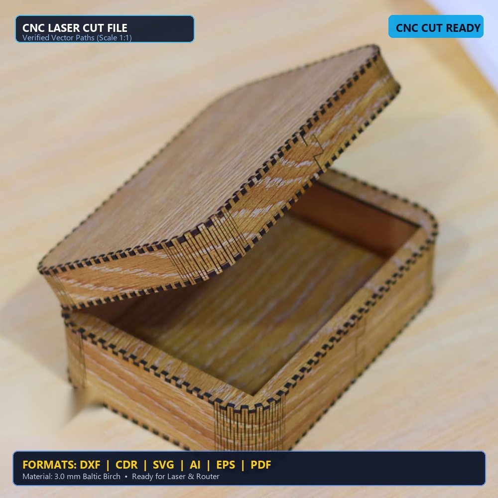 Laser Cut Classic Rectangular Jewelry Box - DXF, CDR, SVG