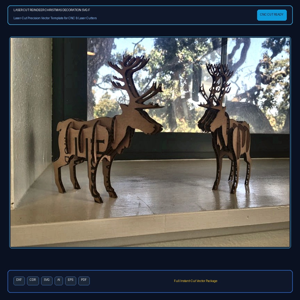 Laser Cut Reindeer Christmas Decoration SVG File Free Download - 3axis.co