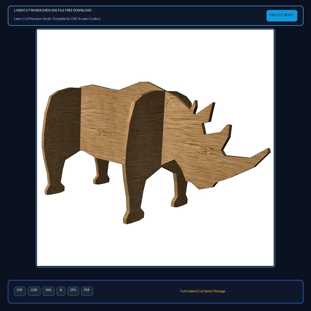 Laser Cut Rhinoceros SVG File Free Download - 3axis.co