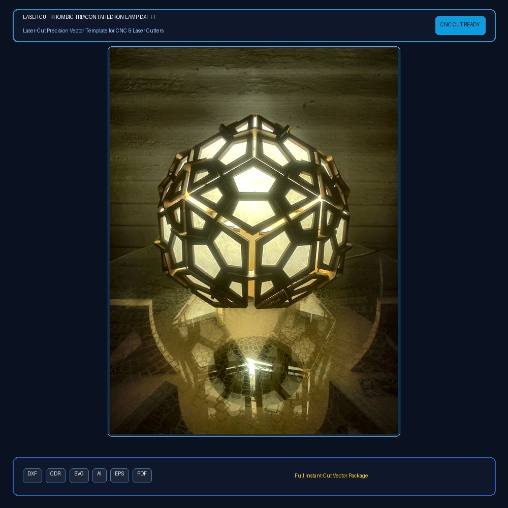 Laser Cut Rhombic Triacontahedron Lamp DXF File Free Download - 3axis.co