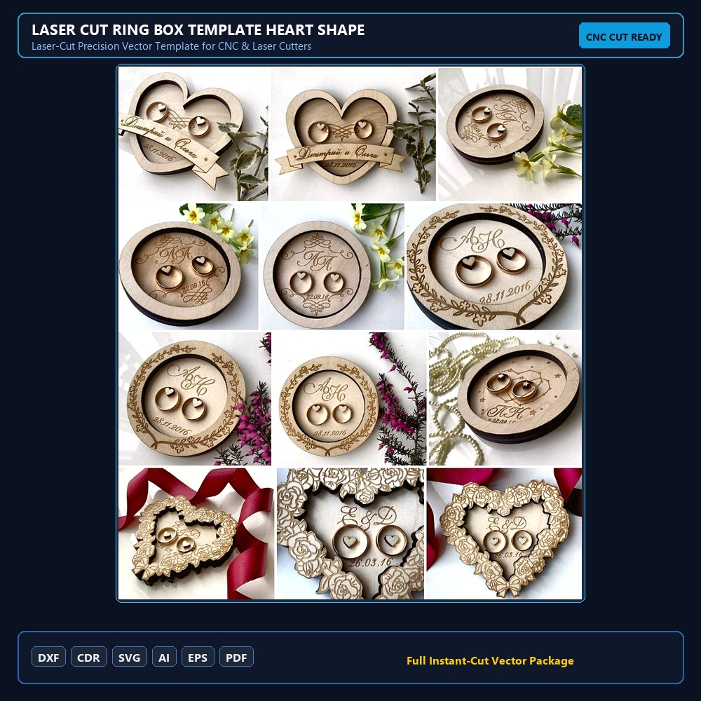 Laser Cut Ring Box Template Heart Shape