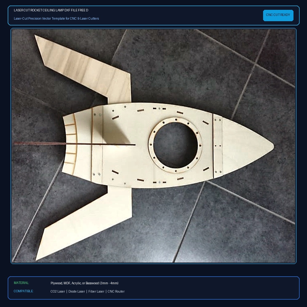 Laser Cut Rocket Ceiling Lamp DXF File Free Download - 3axis.co View 2