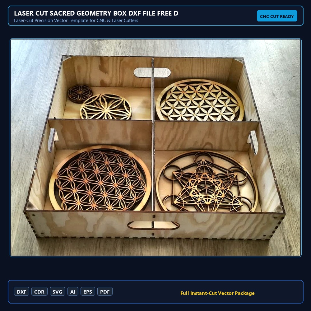 Laser Cut Sacred Geometry Box DXF File Free Download - 3axis.co