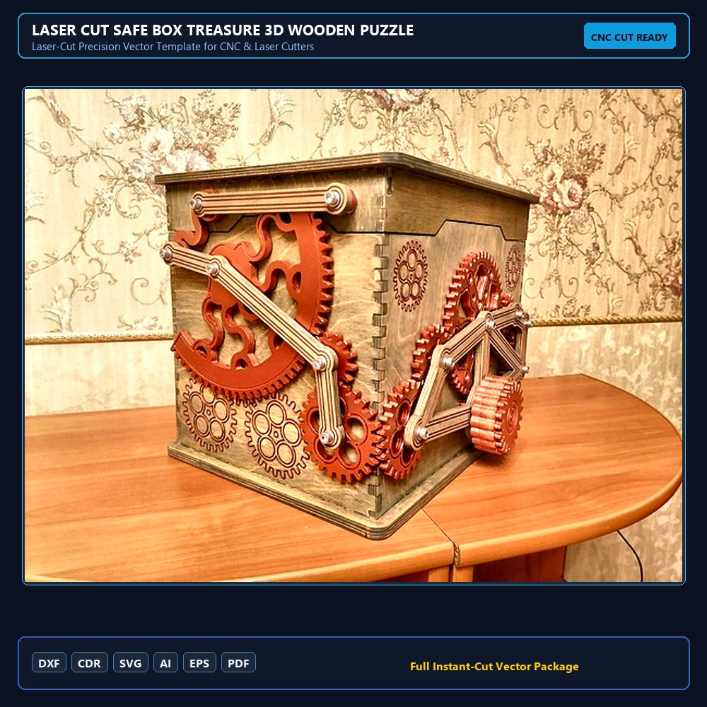 Laser Cut Safe Box Treasure 3D Wooden Puzzle