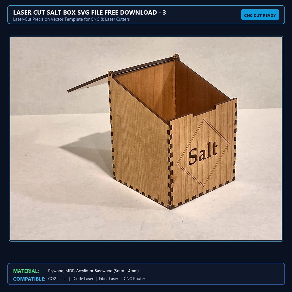 Laser Cut Salt Box SVG File Free Download - 3axis.co View 2