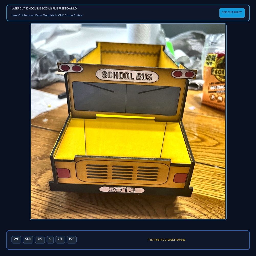 Laser Cut School Bus Box SVG File Free Download - 3axis.co