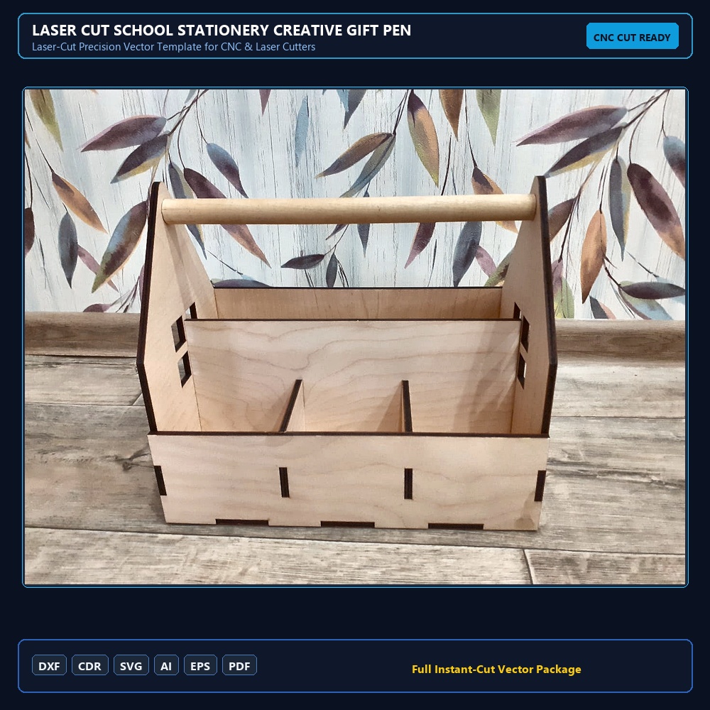 Laser Cut School Stationery Creative Gift Pen Pencil Holder Container Box Set For Children 6mm