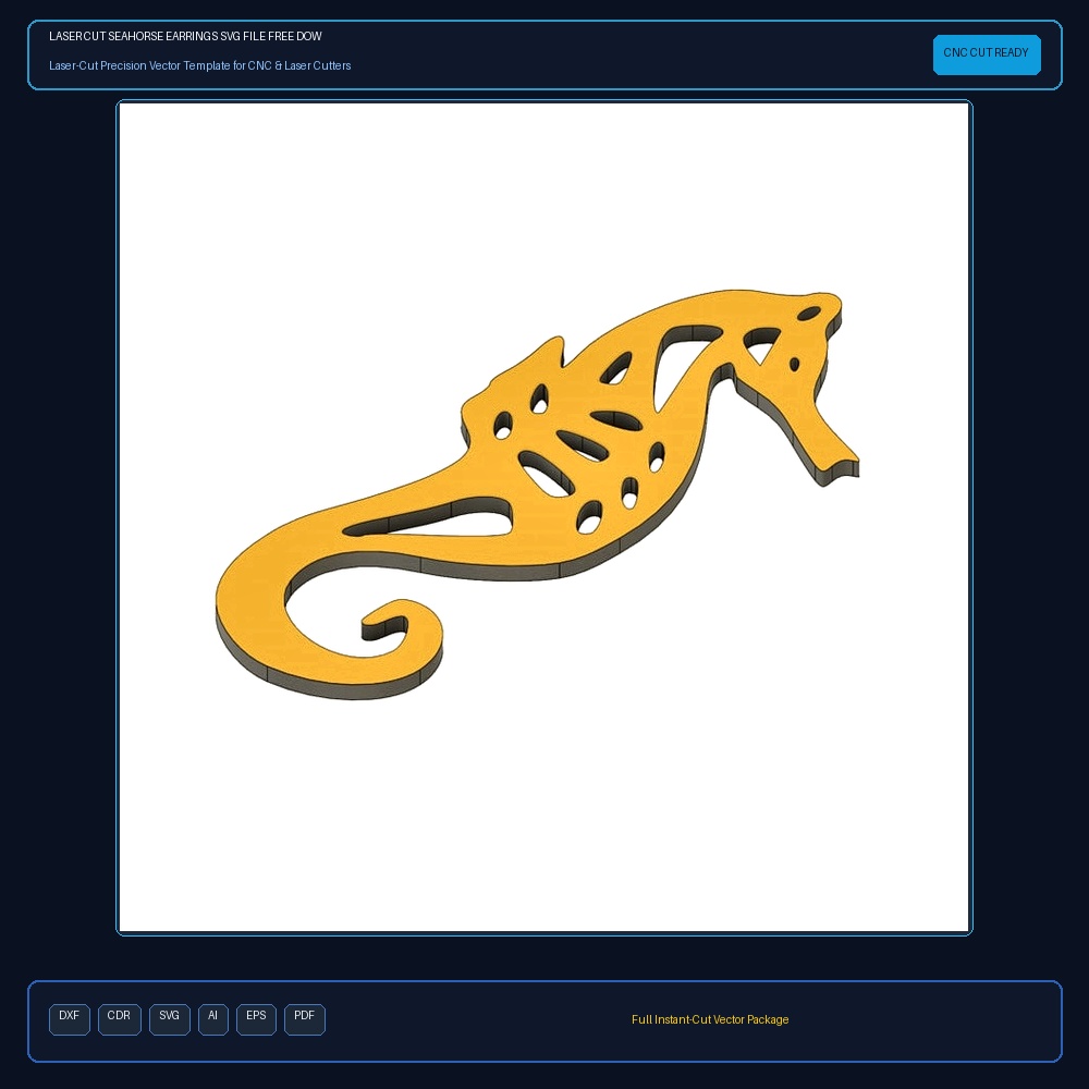Laser Cut Seahorse Earrings SVG File Free Download - 3axis.co