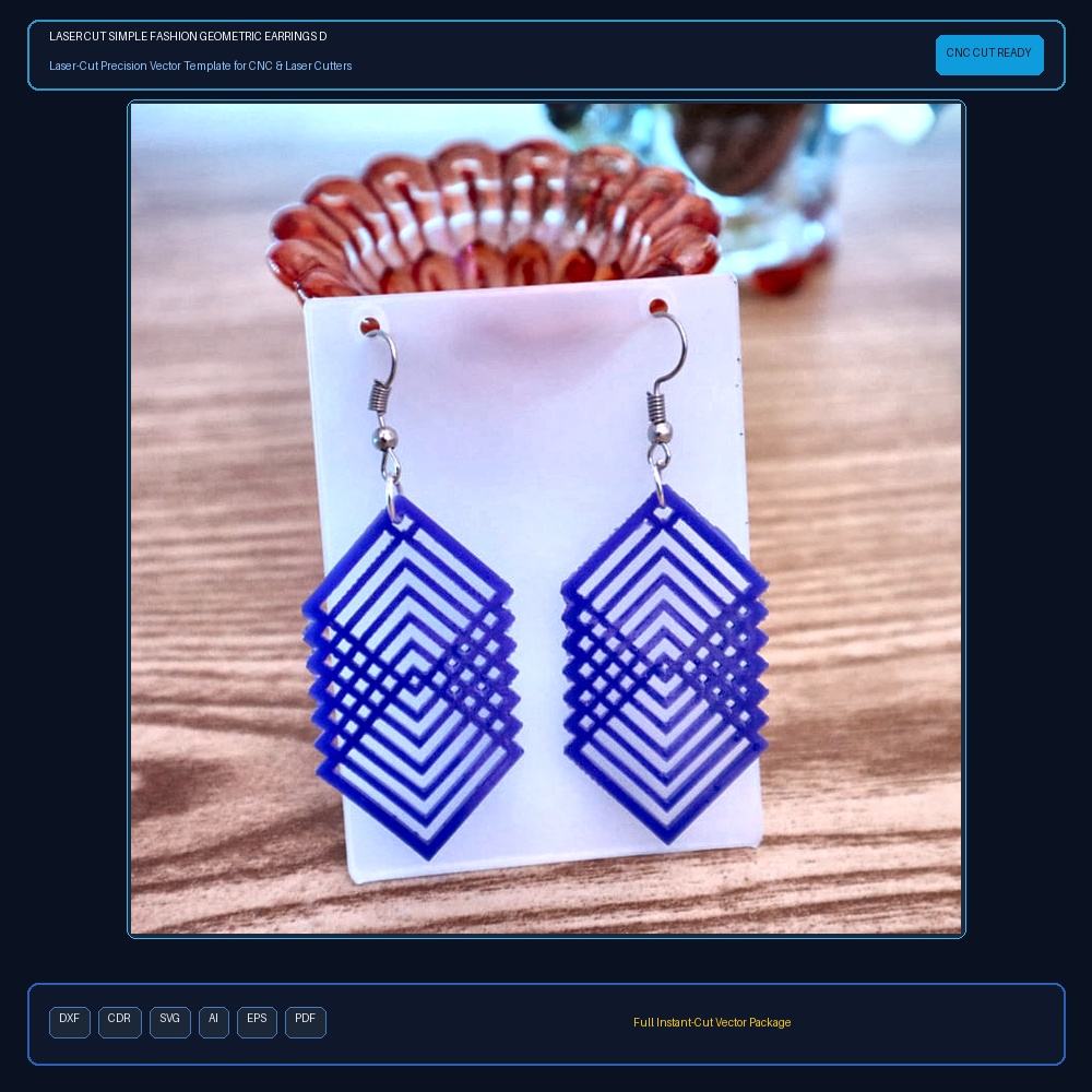 Laser Cut Simple Fashion Geometric Earrings DXF File Free Download - 3axis.co