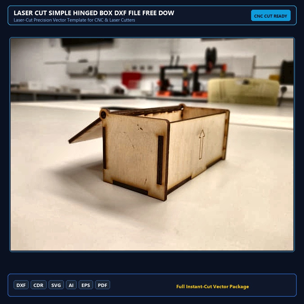 Laser Cut Simple Hinged Box DXF File Free Download - 3axis.co