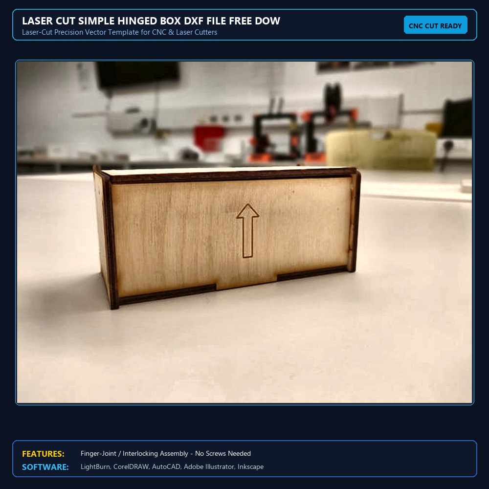 Laser Cut Simple Hinged Box DXF File Free Download - 3axis.co View 3