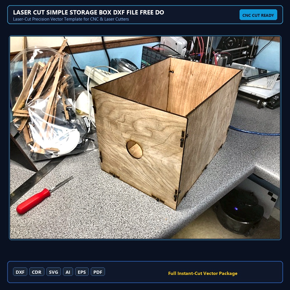Laser Cut Simple Storage Box DXF File Free Download - 3axis.co