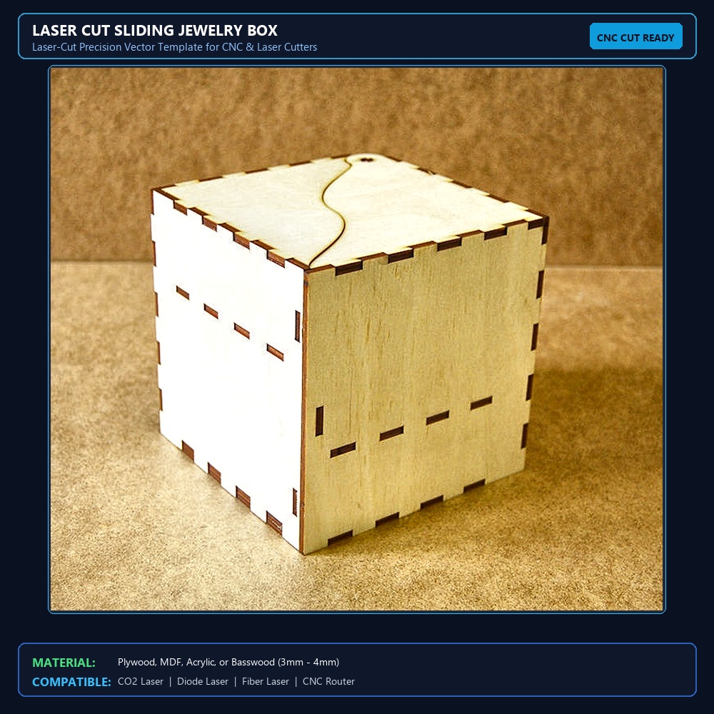 Laser Cut Sliding Jewelry Box View 2