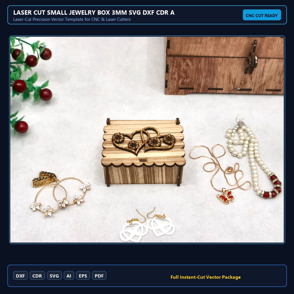 Laser Cut Small Jewelry Box 3mm SVG DXF CDR AI PDF Free Download - 3axis.co