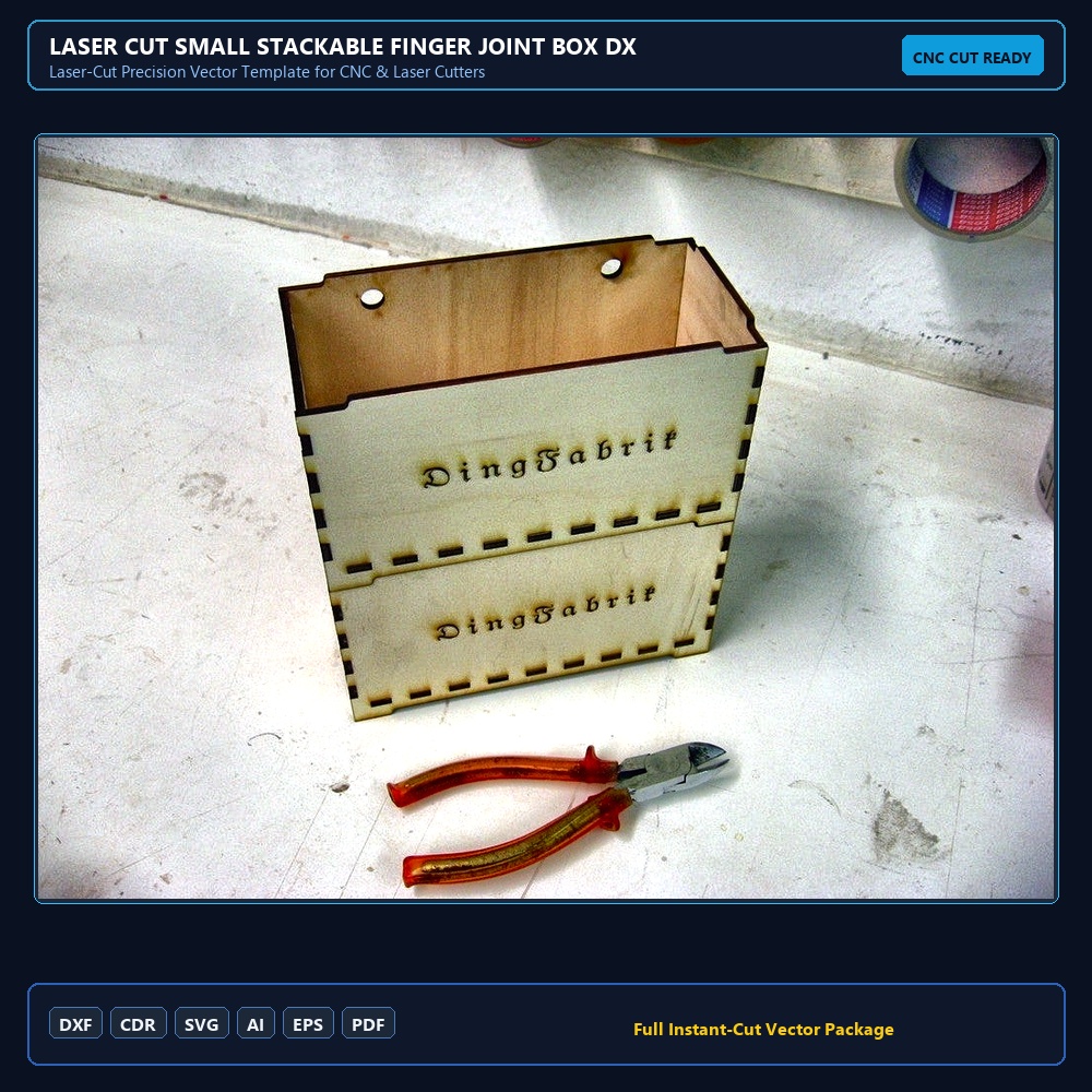 Laser Cut Small Stackable Finger Joint Box DXF File Free Download - 3axis.co