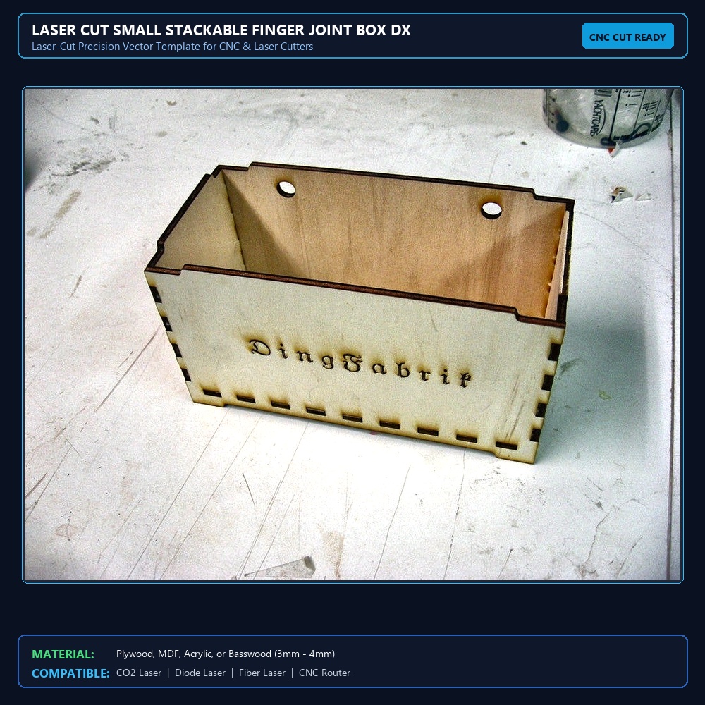 Laser Cut Small Stackable Finger Joint Box DXF File Free Download - 3axis.co View 2