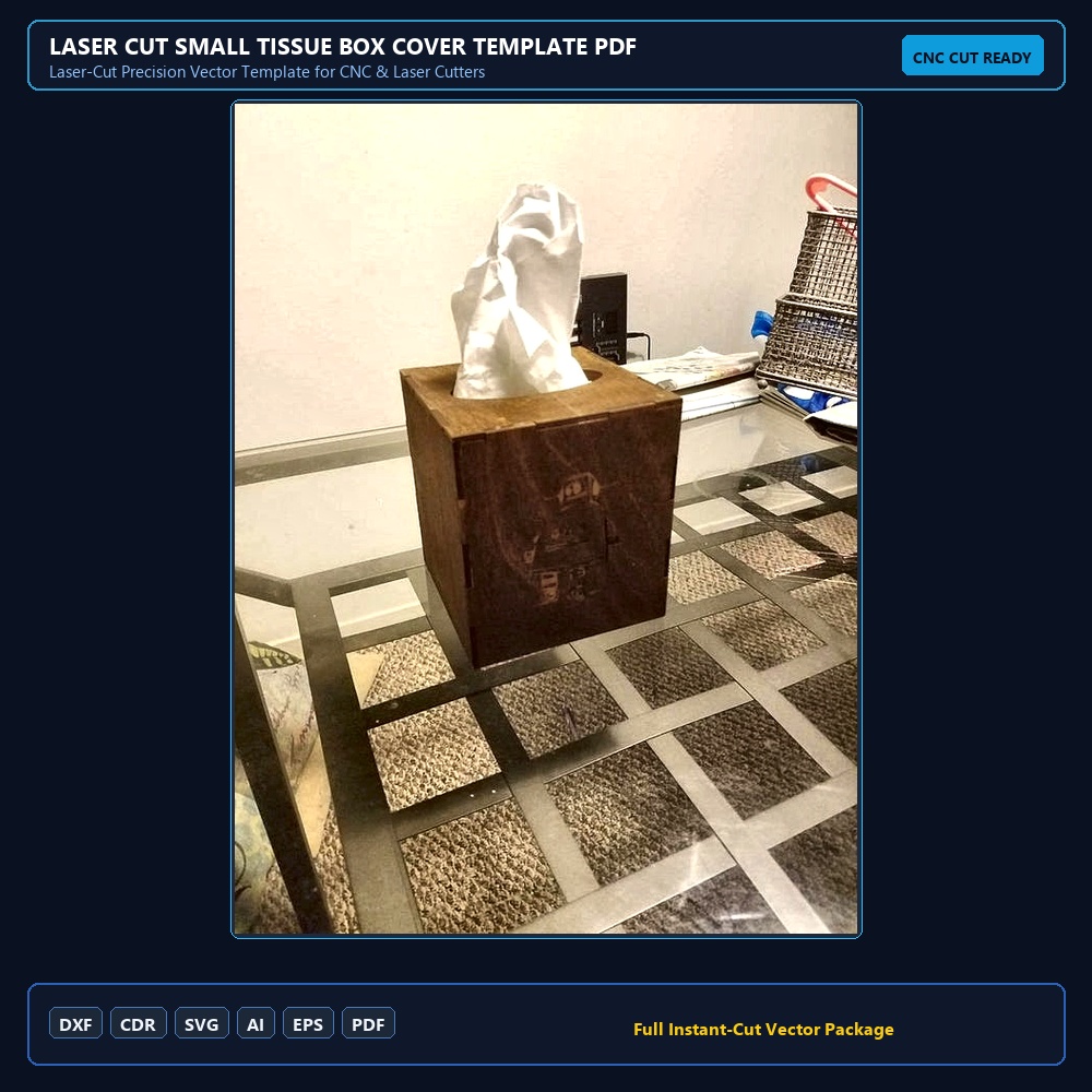Laser Cut Small Tissue Box Cover Template PDF File Free Download - 3axis.co