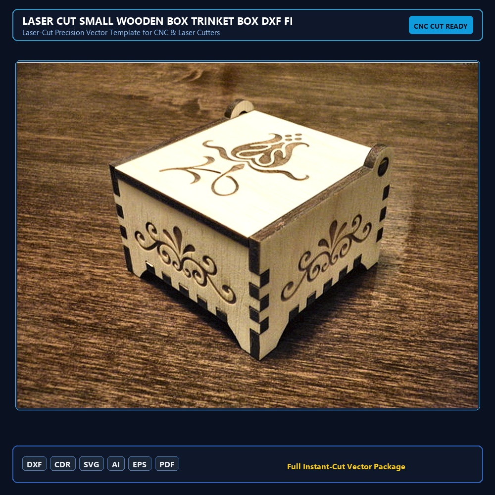 Laser Cut Small Wooden Box Trinket Box DXF File Free Download - 3axis.co
