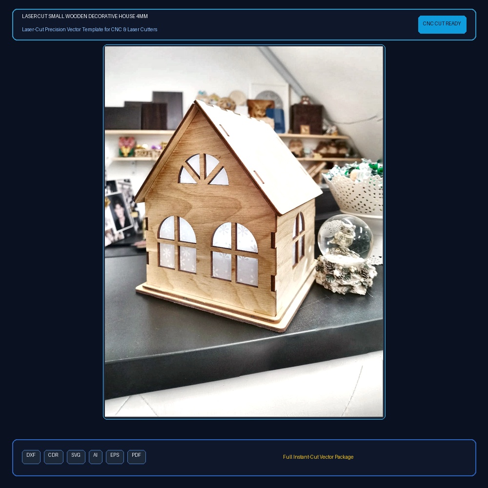 Laser Cut Small Wooden Decorative House 4mm