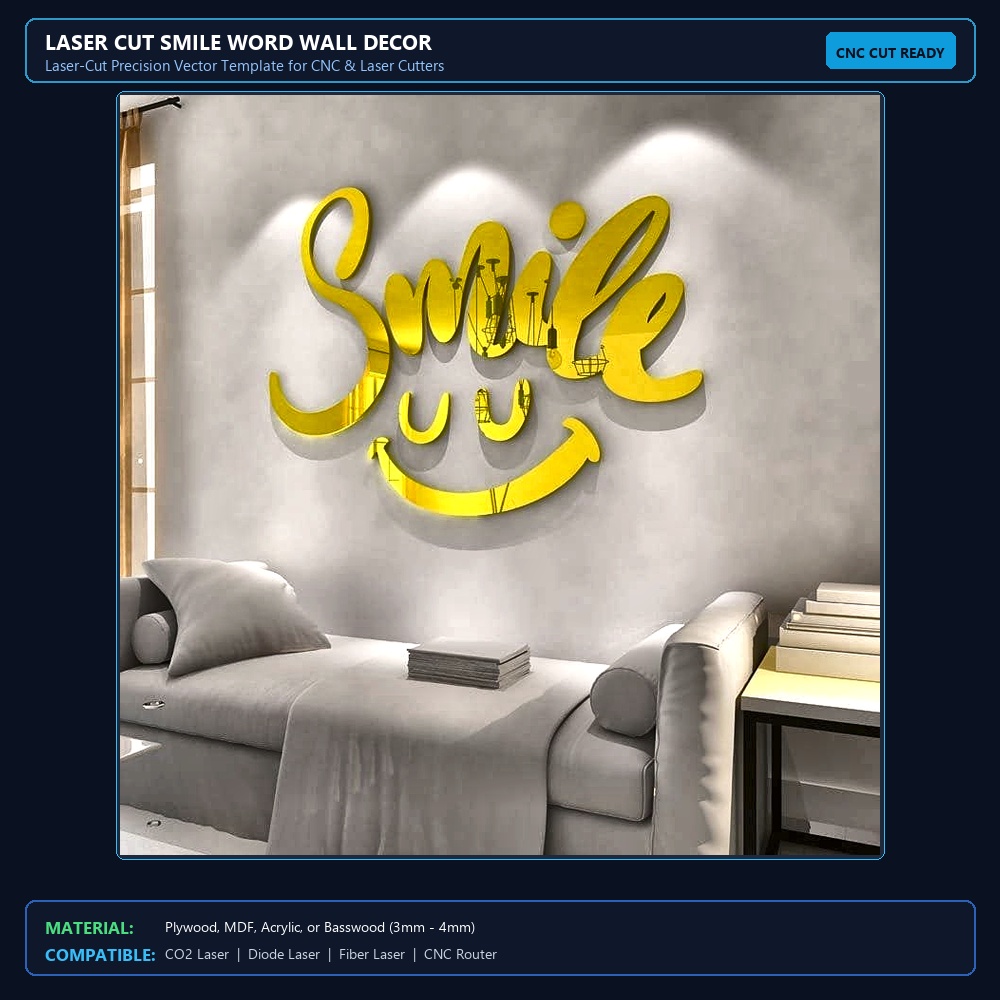 Laser Cut Smile Word Wall Decor View 2
