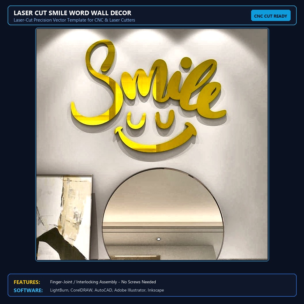 Laser Cut Smile Word Wall Decor View 3