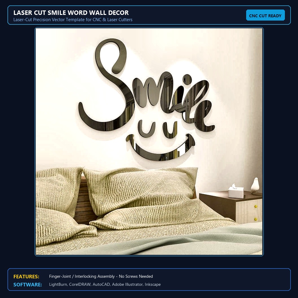 Laser Cut Smile Word Wall Decor View 4