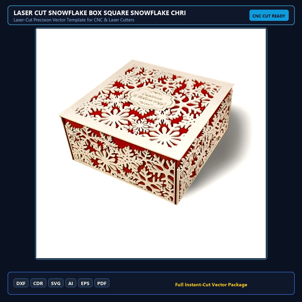 Laser Cut Snowflake Box Square Snowflake Christmas Gift Box