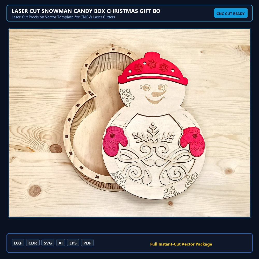 Laser Cut Snowman Candy Box Christmas Gift Box