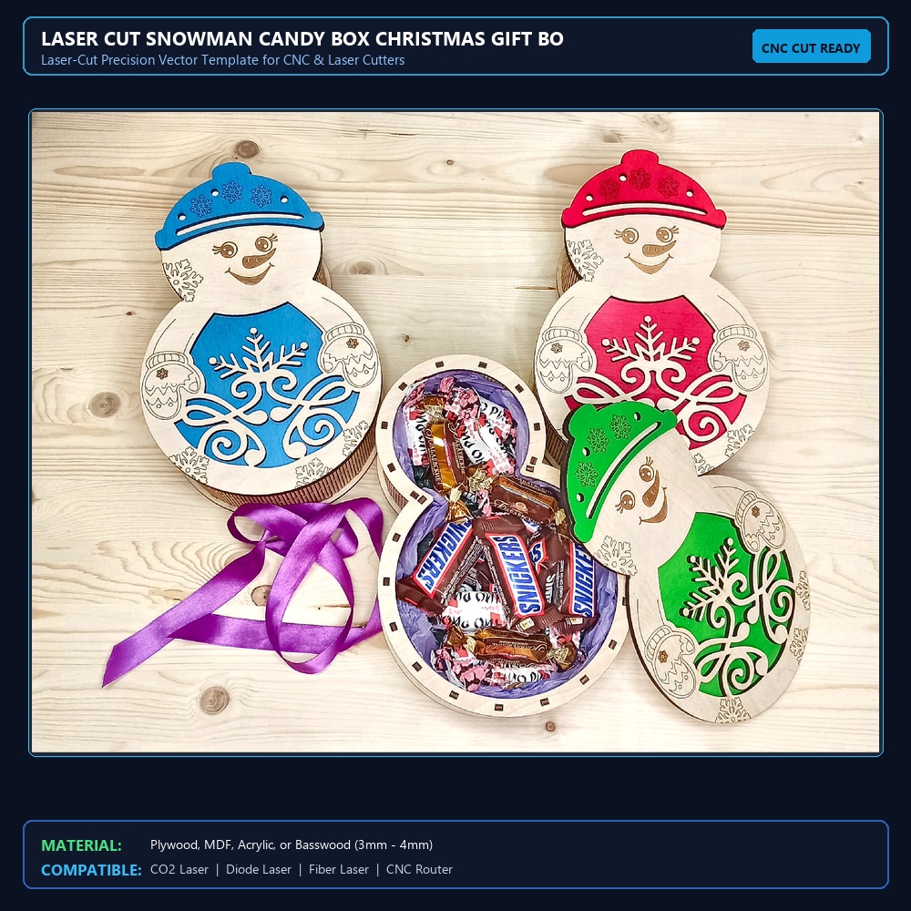 Laser Cut Snowman Candy Box Christmas Gift Box View 2