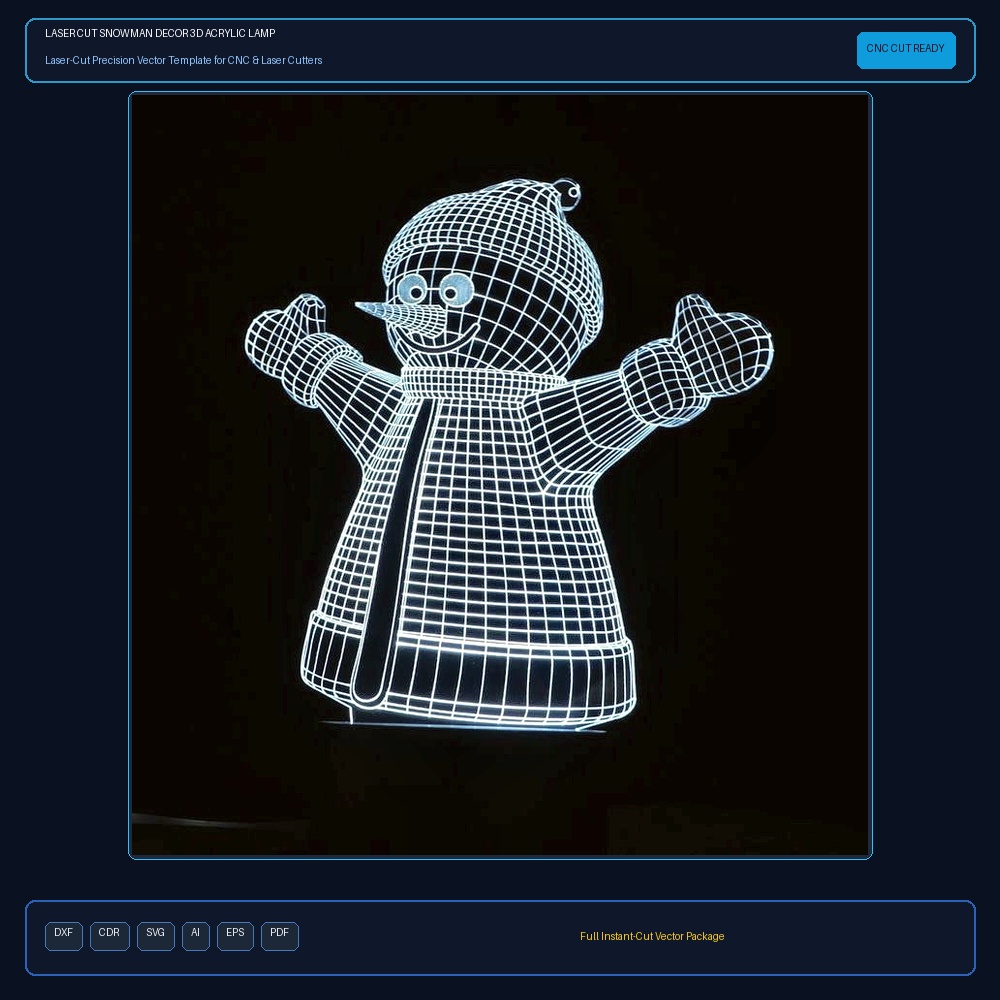 Laser Cut Snowman Decor 3D Acrylic Lamp