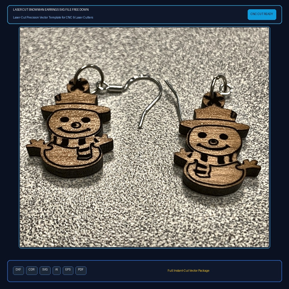 Laser Cut Snowman Earrings SVG File Free Download - 3axis.co
