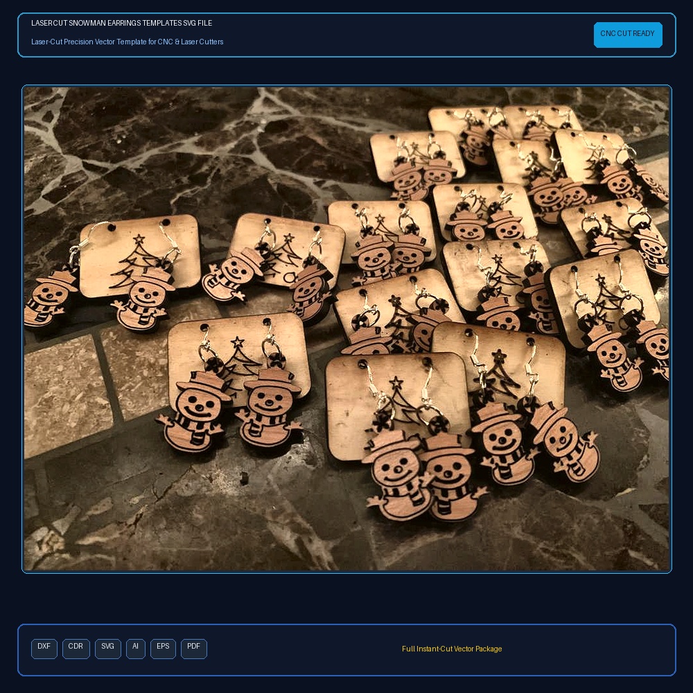 Laser Cut Snowman Earrings Templates SVG File Free Download - 3axis.co