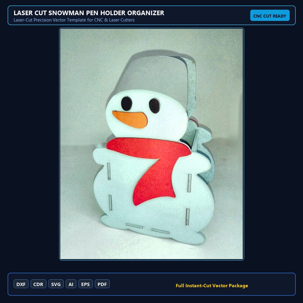 Laser Cut Snowman Pen Holder Organizer