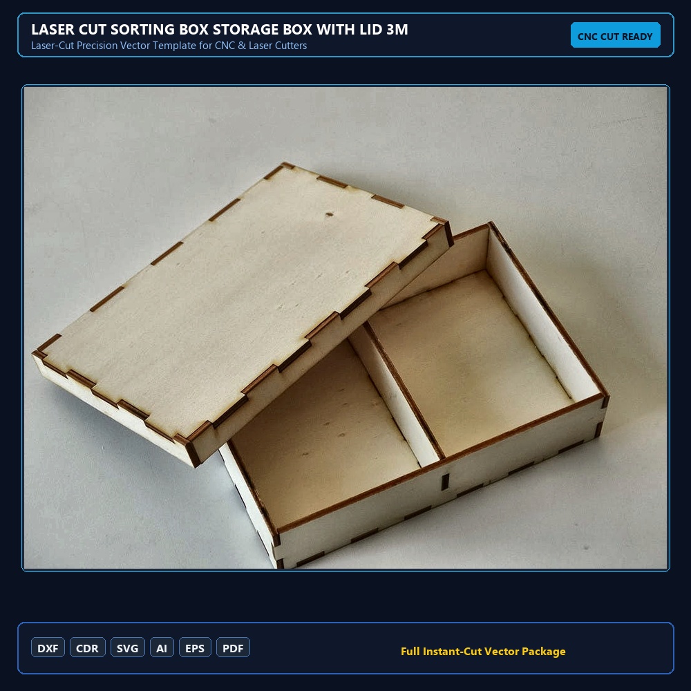 Laser Cut Sorting Box Storage Box With Lid 3mm DXF File Free Download - 3axis.co