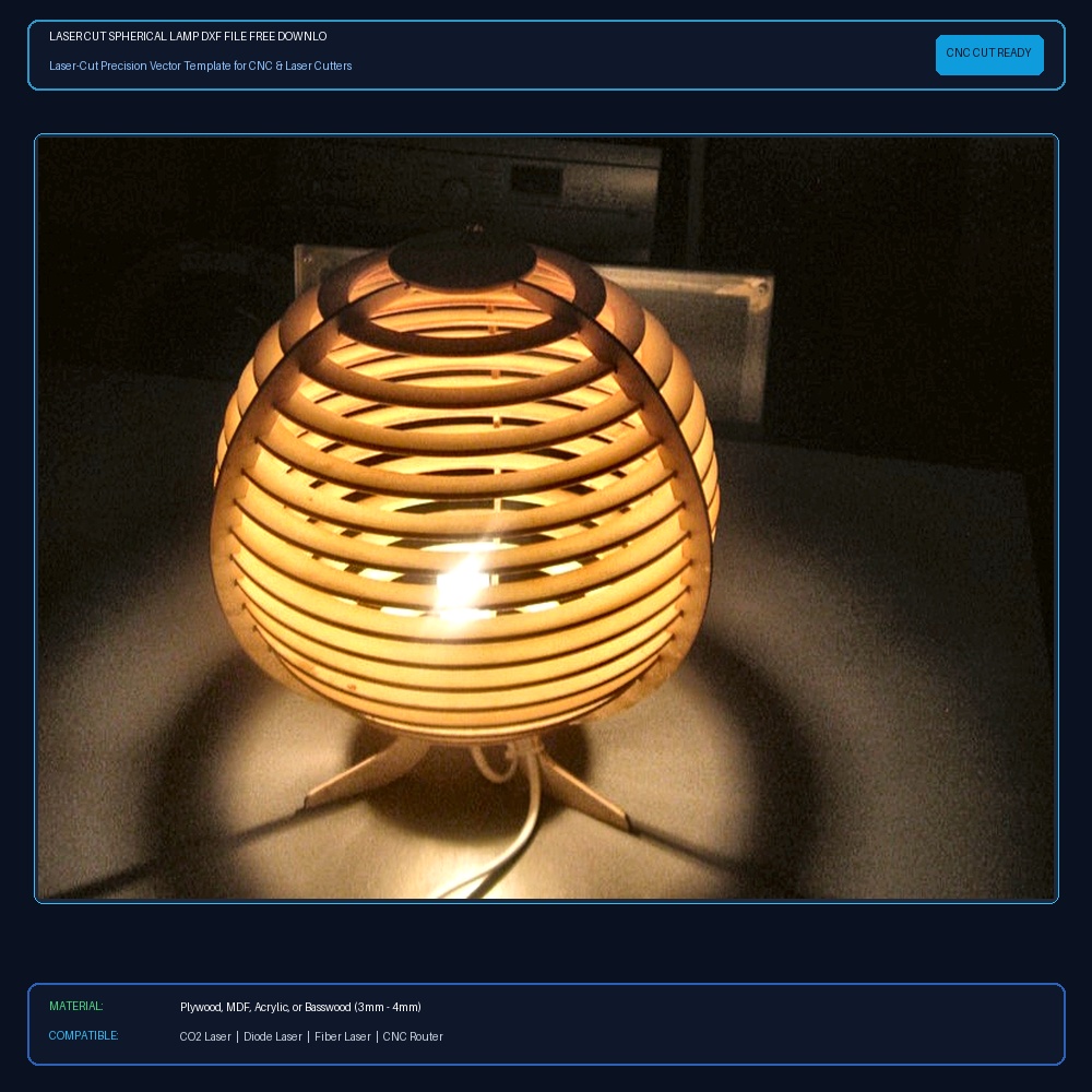 Laser Cut Spherical Lamp DXF File Free Download - 3axis.co View 2