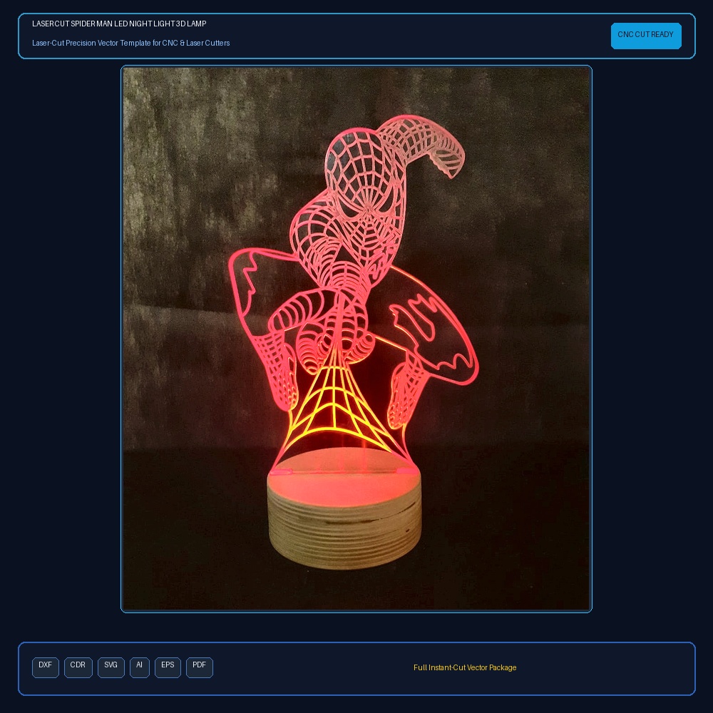 Laser Cut Spider Man LED Night Light 3D Lamp