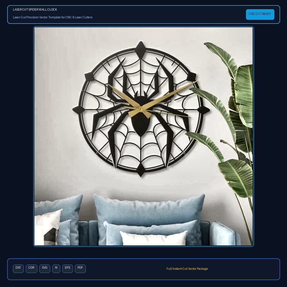 Laser Cut Spider Wall Clock