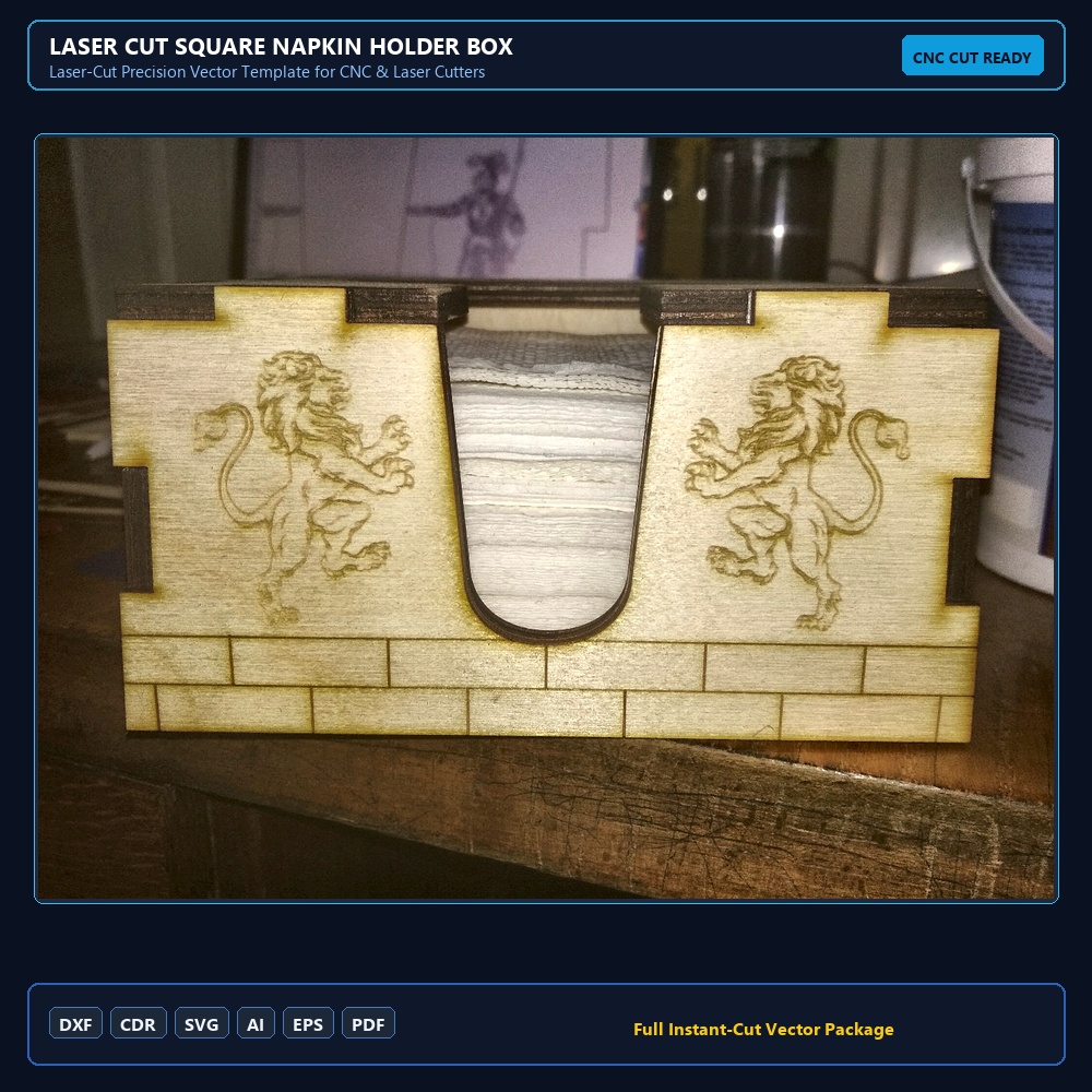 Laser Cut Square Napkin Holder Box