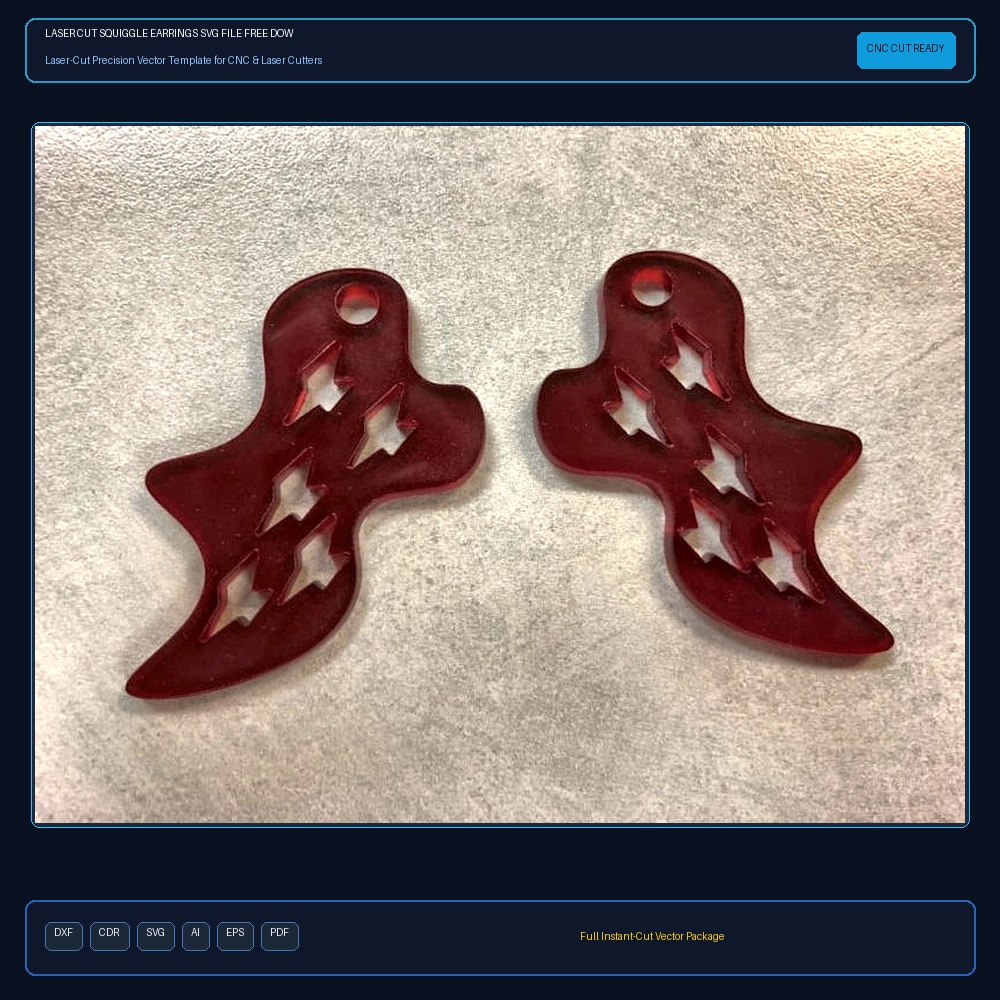 Laser Cut Squiggle Earrings SVG File Free Download - 3axis.co