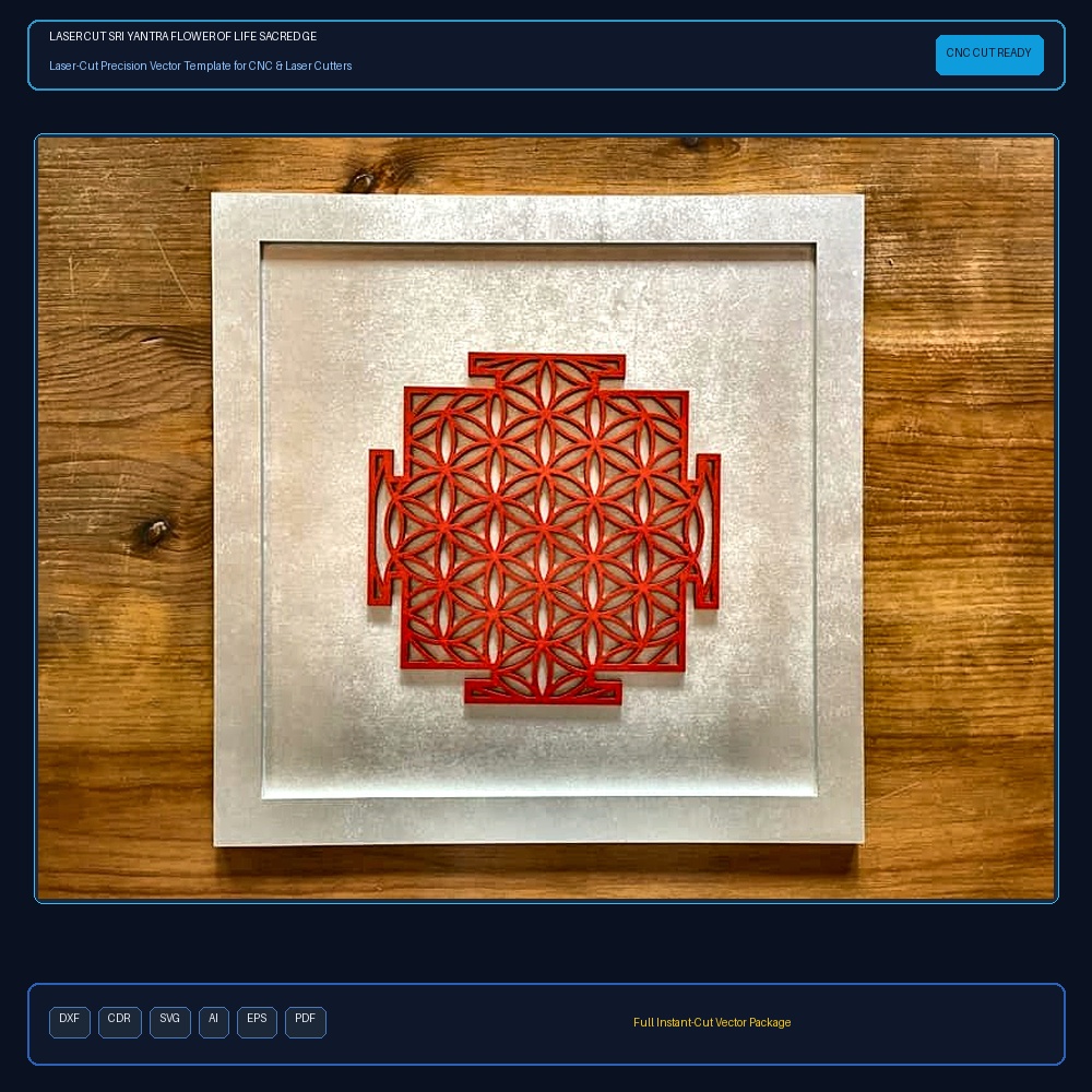 Laser Cut Sri Yantra Flower Of Life Sacred Geometry Wall Decor