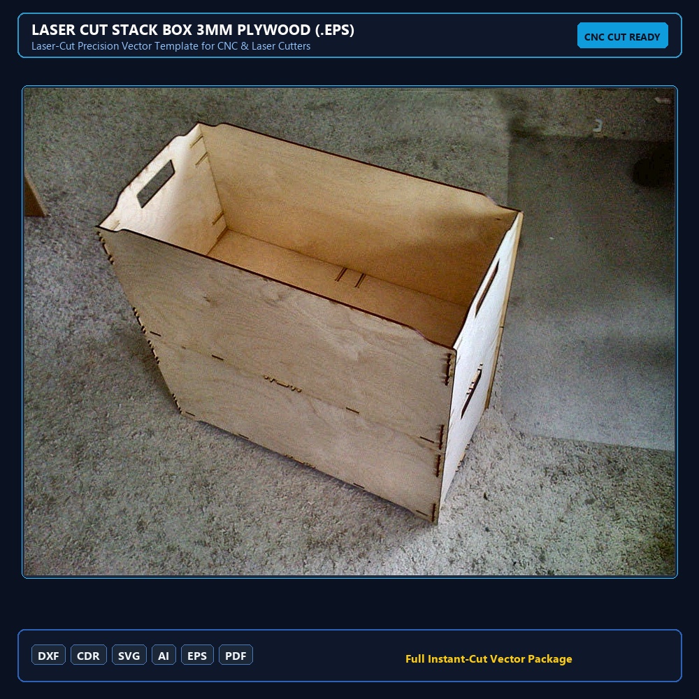Laser Cut Stack Box 3mm Plywood (.eps)