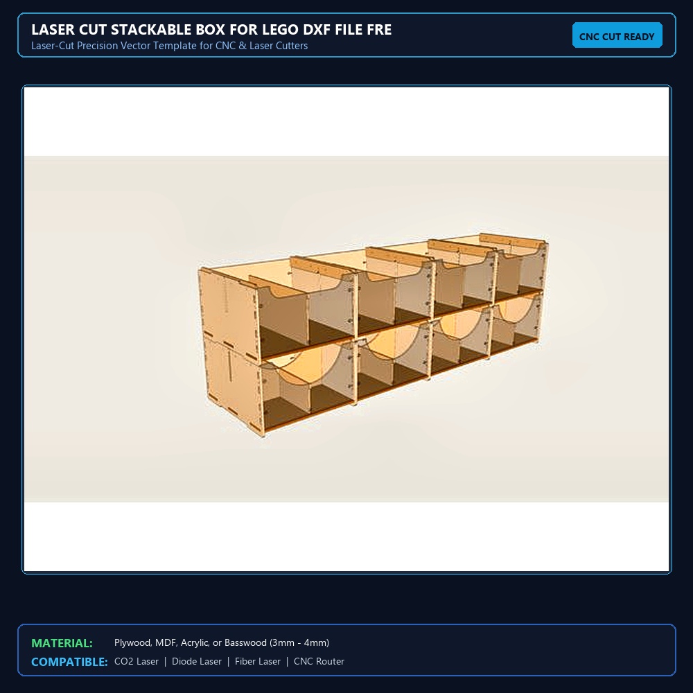 Laser Cut Stackable Box For Lego DXF File Free Download - 3axis.co View 2