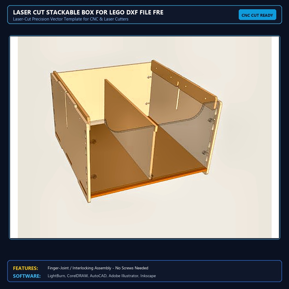 Laser Cut Stackable Box For Lego DXF File Free Download - 3axis.co View 4