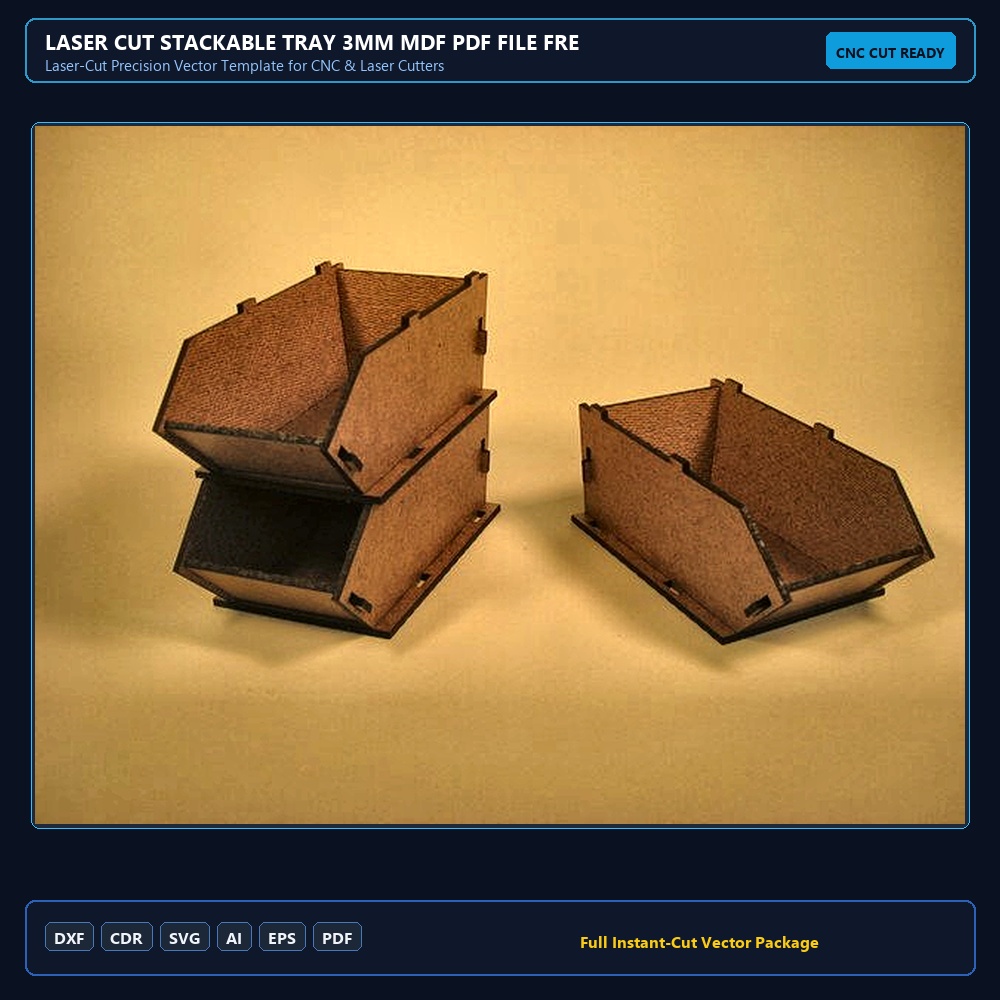Laser Cut Stackable Tray 3mm MDF PDF File Free Download - 3axis.co