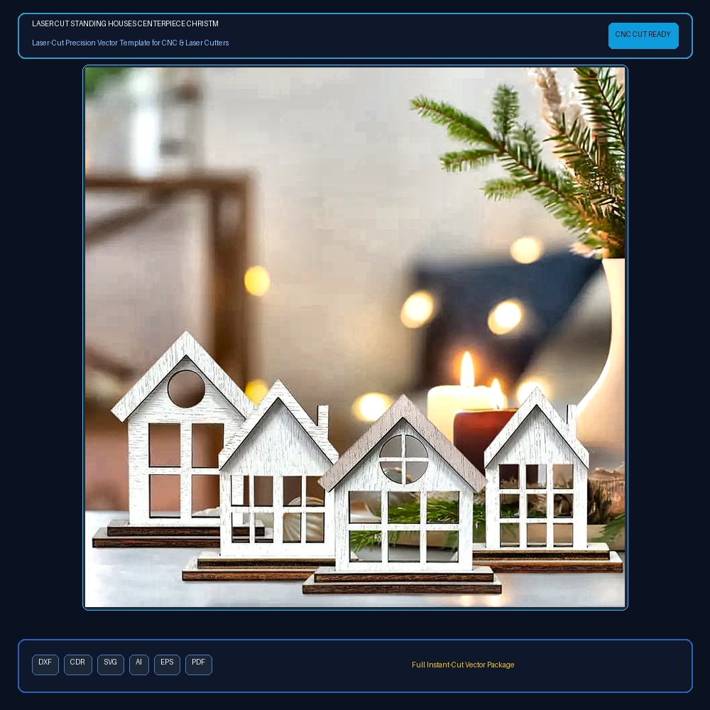 Laser Cut Standing Houses Centerpiece Christmas Village Decorations